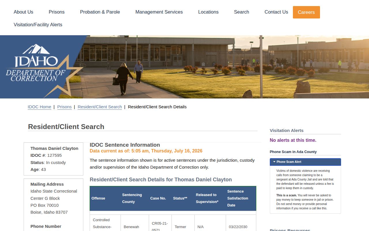 Ada County projected release date IDOC eligibility and satisfaction fields