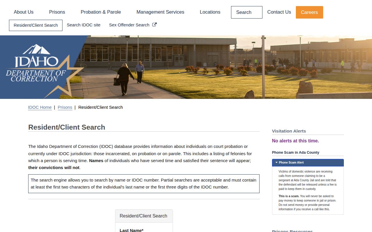 IDOC search for Ada County released inmate records