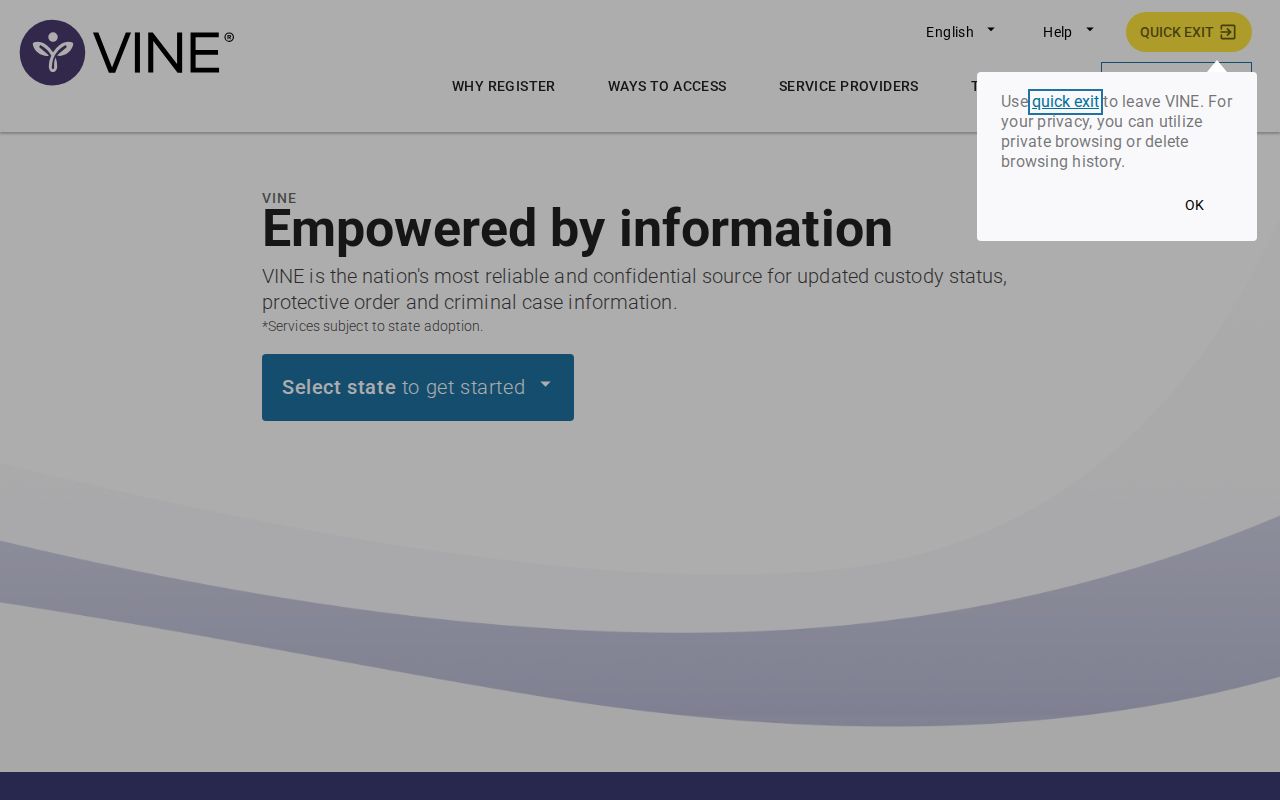 Ada County VINELink inmate search and release alert interface